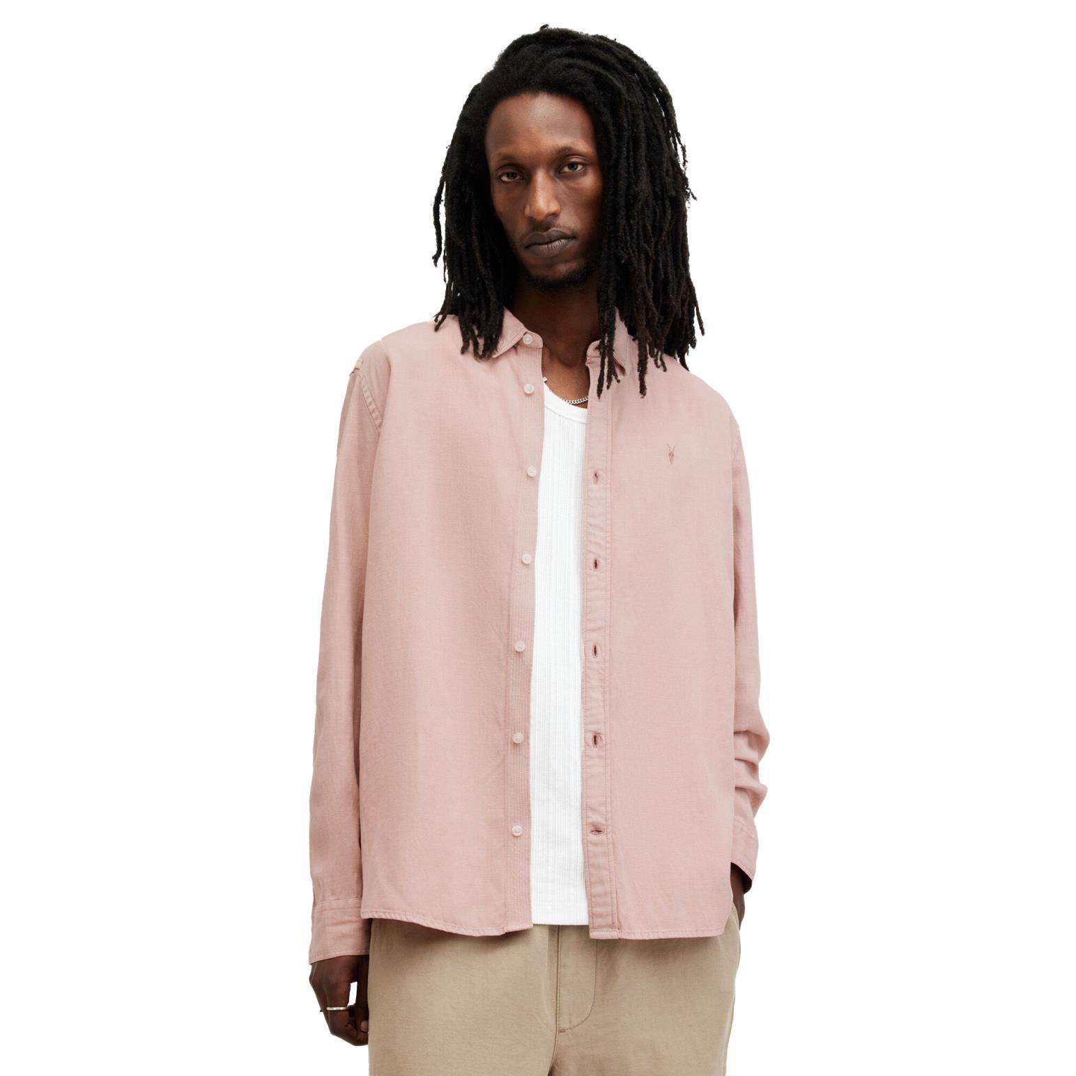 AllSaints Laguna Linen Blend Relaxed Fit Shirt